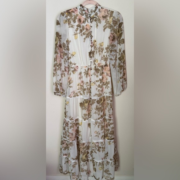 1. State Dresses & Skirts - 1. State Floral Tiered Maxi Dress with Long Sleeves,
 Size Xs